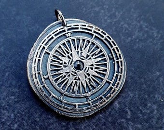 Compass Pendant with blue Sapphire