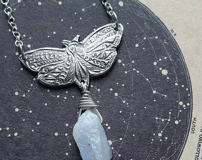 Raw Moonstone Butterfly necklace