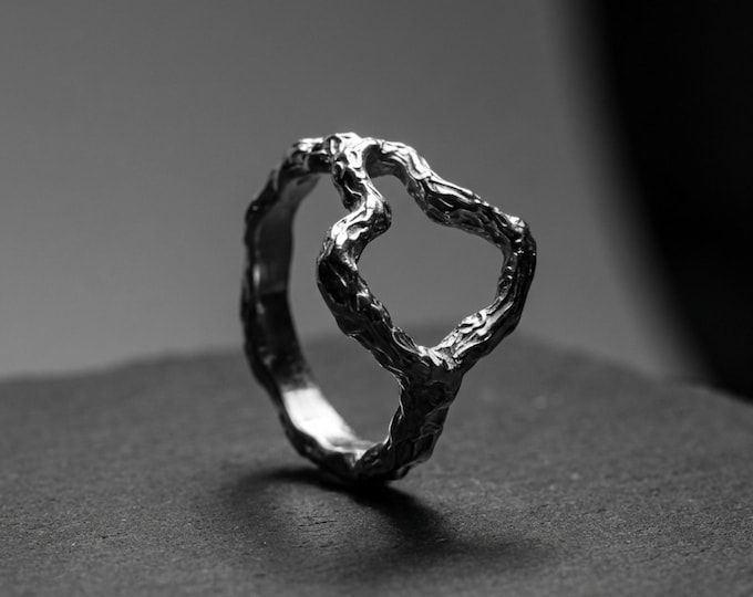 Abstract Organic Melted Silver Ring