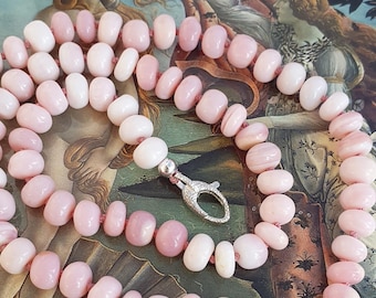 Pastel Pink Hand Knotted Opal Necklace