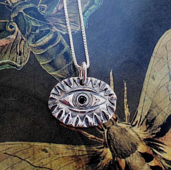 Evil Eye pendant with black Cubic Zirconia