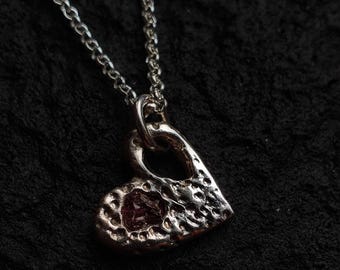 Red Sapphire Heart Necklace