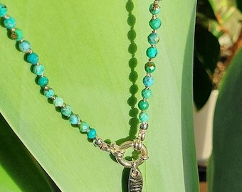 Turquoise hand knotted necklace