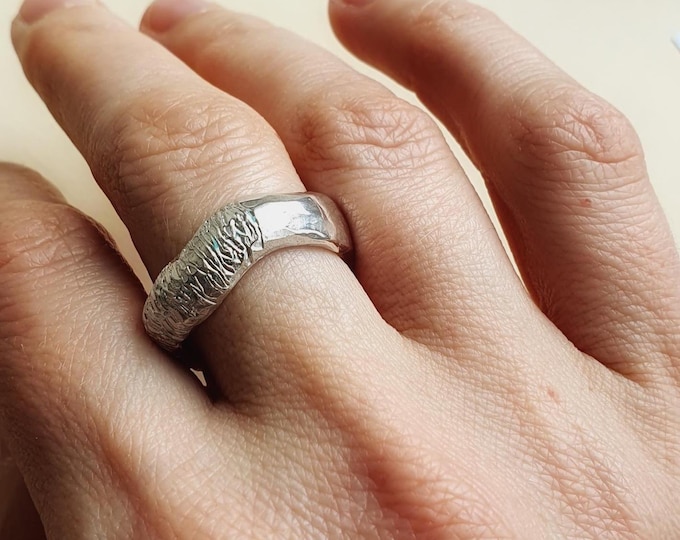 Half Polished Half Textured Band