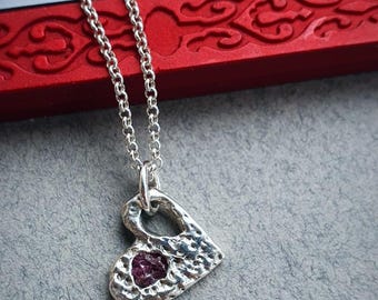 Red Sapphire Heart Necklace
