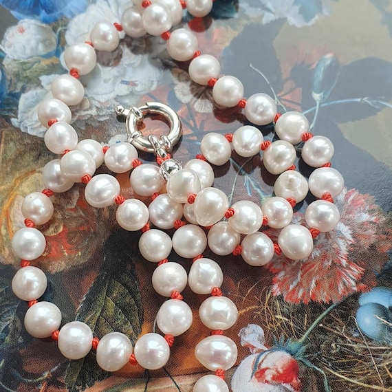 White Pearl Hand Knotted Necklace