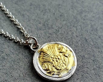 Thistle Wax Seal Pendant with gold accents