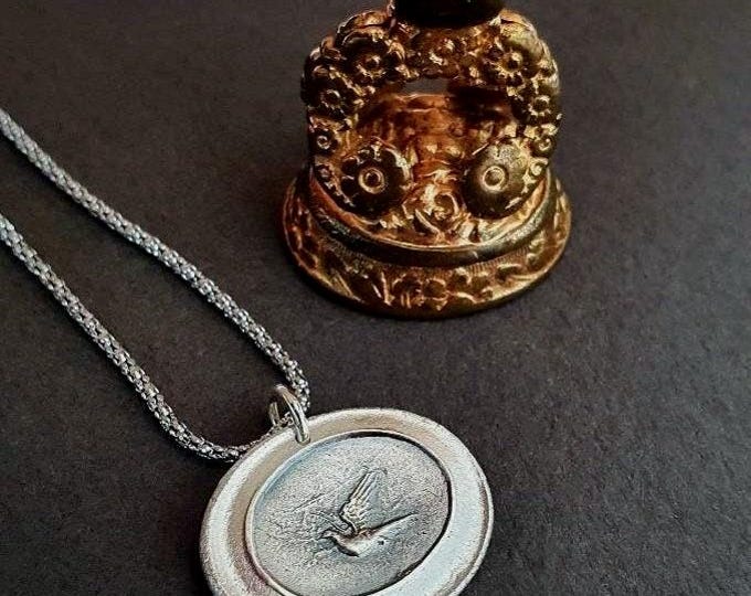 Antique wax seal Bird necklace