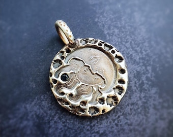 Moon and Sun pendant with Sapphire