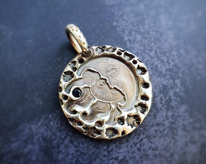 Moon and Sun pendant with Sapphire