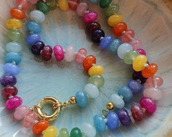 Rainbow Gemstone Hand Knotted Necklace