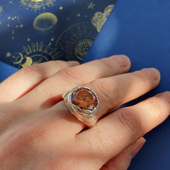 Sunset Ring with Mandarin  Cubic Zirconia