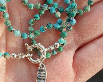 Turquoise hand knotted necklace