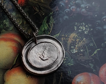Antique Wax Seal Bird Pendant