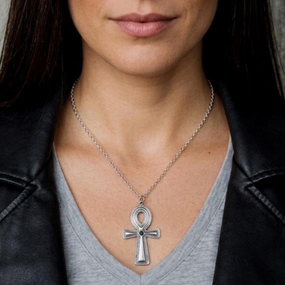 Blue Sapphire Ankh pendant necklace
