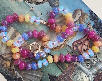 Rainbow Hand Knotted Beaded Necklace