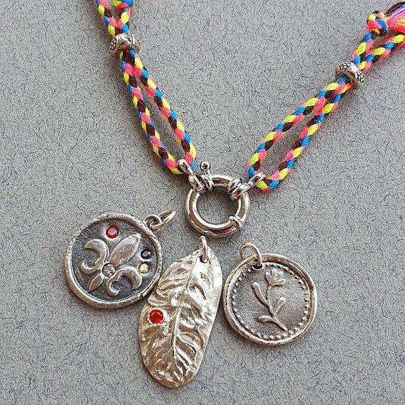 Neon cord necklace for add-on charms