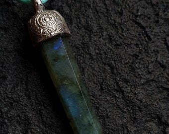 Labradorite and Evil Eye Protection Pendant