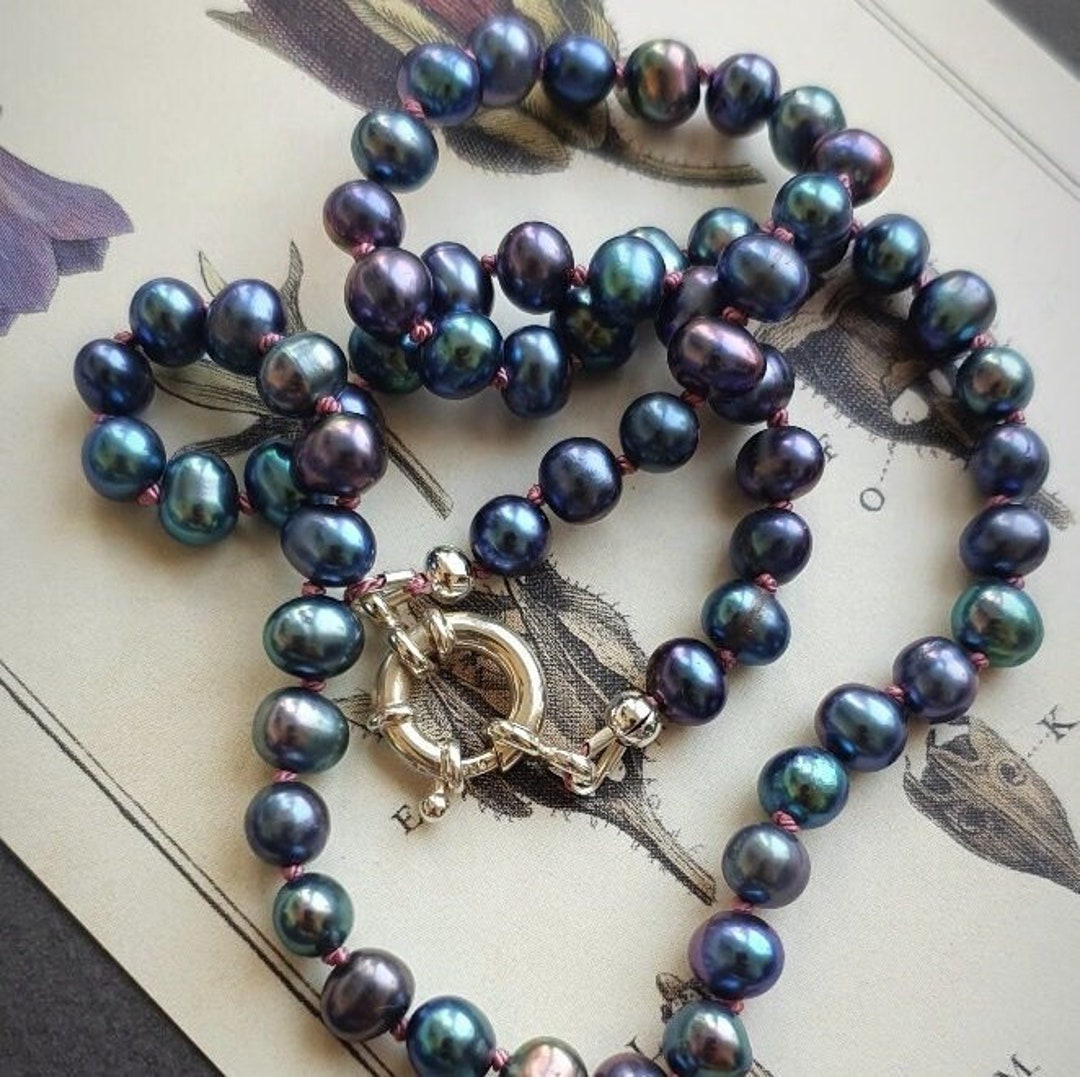 Black Pearl Necklace, Handknotted Pearl Necklace, Freshwater Black — free download