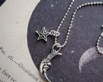 Moon and Star celestial necklace