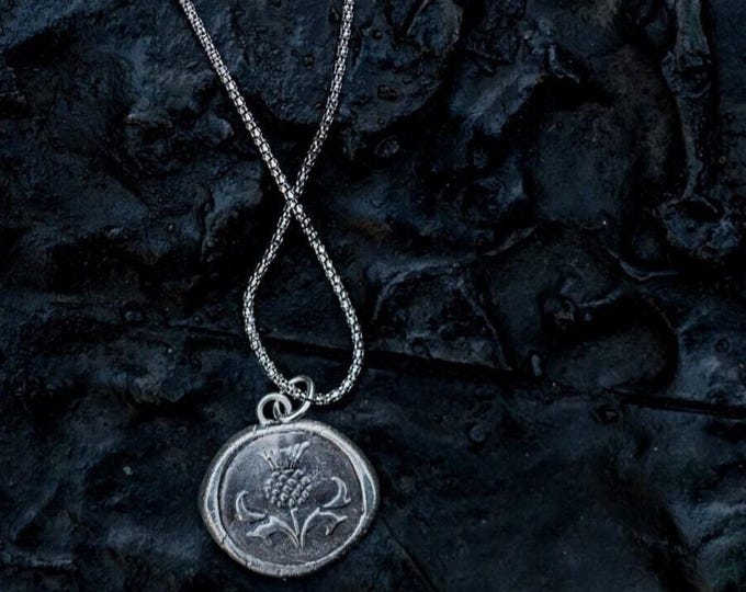 Scottish Thistle necklace silver