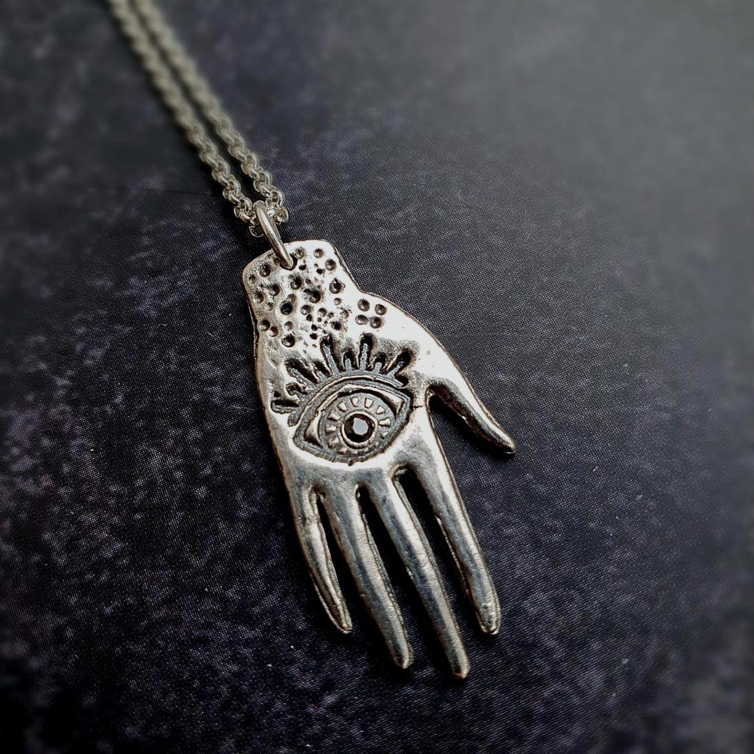 Evil Eye Hand Pendant, Palmistry Hand Necklace, Celestial Hand Jewelry ...