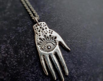 Palmistry Hand pendant necklace