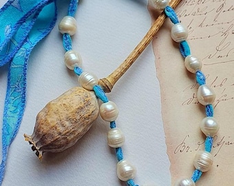 Freshwater Pearl and Silk Necklace