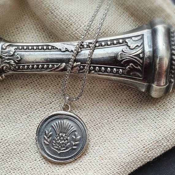 Wax seal Thistle necklace