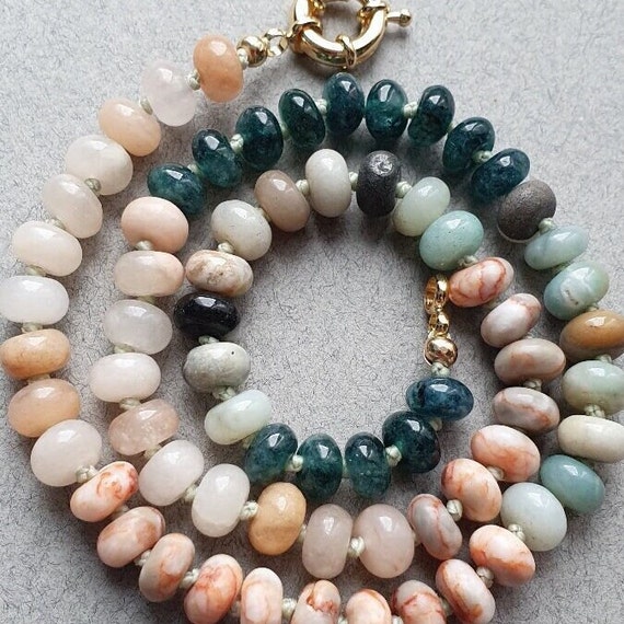 Hand knotted gemstone necklace
