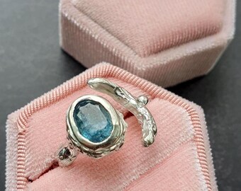 Mermaid Teal Blue Kyanite Ring