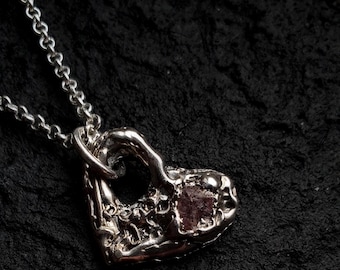 Pink Sapphire Heart Necklace