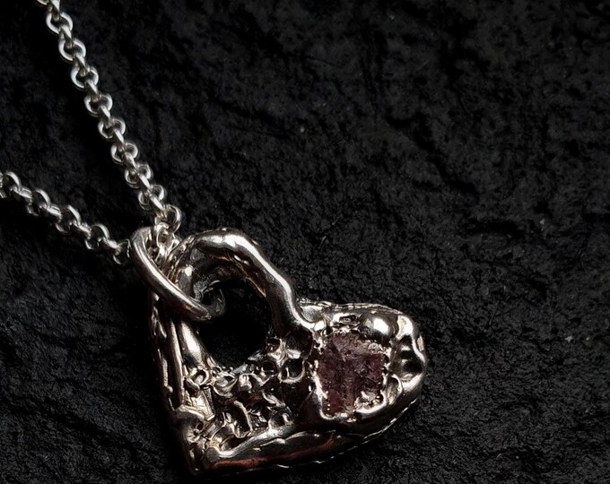 Pink Sapphire Heart Necklace