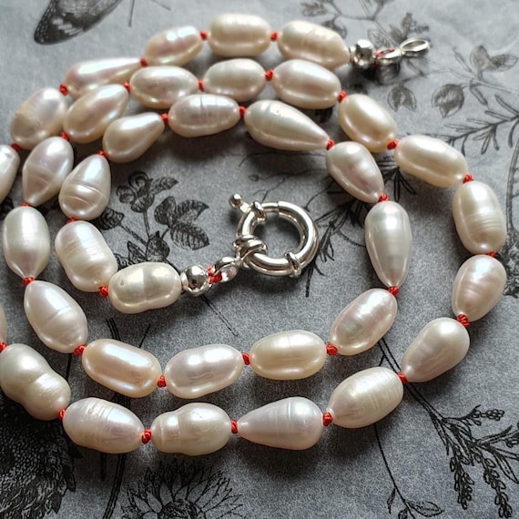 Hand Knotted White Pearl Necklace