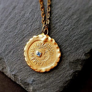 Waning Crescent Moon Necklace, Artisan Bronze Lunar Pendant, Boho Style Celestial Moon Jewelry, Special Gift for her