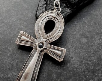 Blue Sapphire Ankh pendant necklace