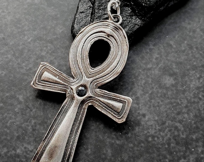 Blue Sapphire Ankh pendant necklace