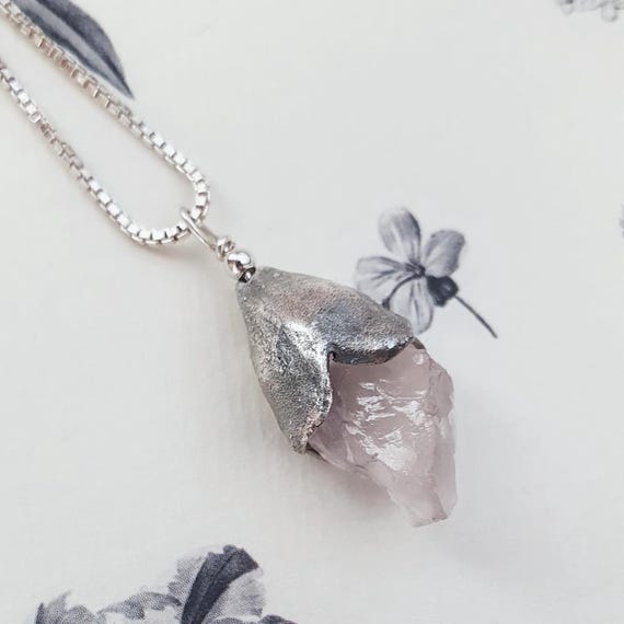 Raw Rose Quartz Necklace