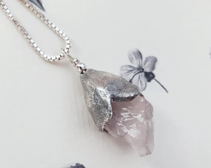 Raw Rose Quartz Necklace