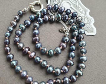 Hand Knotted Grey Pearl necklace