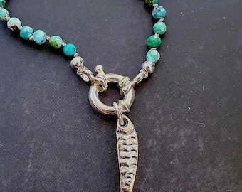 Turquoise hand knotted necklace
