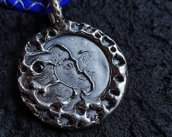 Moon and Sun pendant with Sapphire