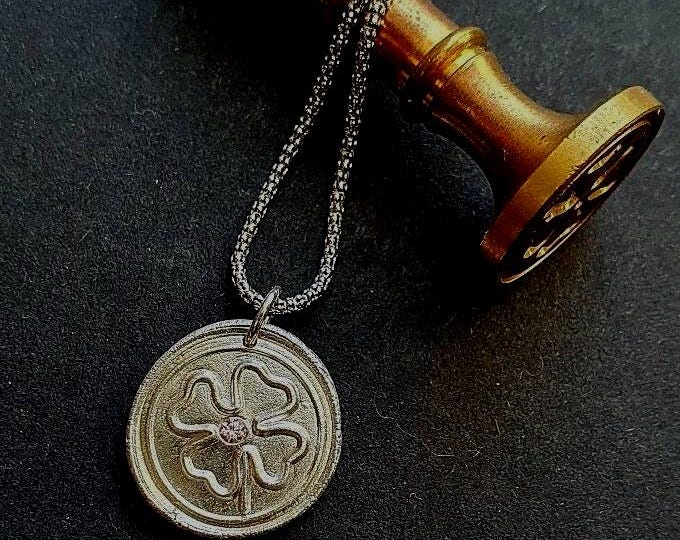 Wax Seal Clover necklace