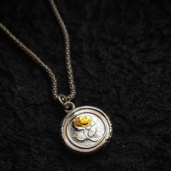 Wax Seal Gold Rose Pendant