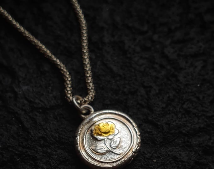 Wax Seal Gold Rose Pendant