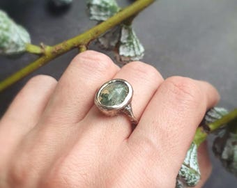 Rosecut Moss Agate Ring