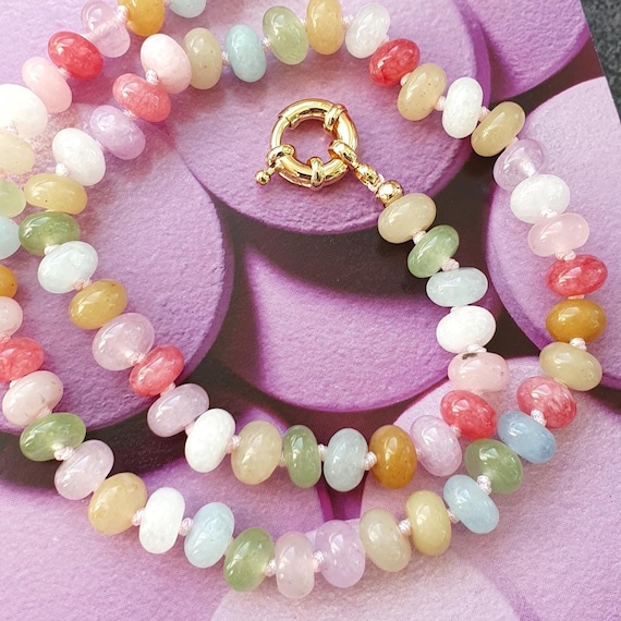 Pastel hand-knotted beaded necklace