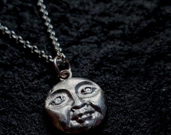 Silver Moon Face Pendant