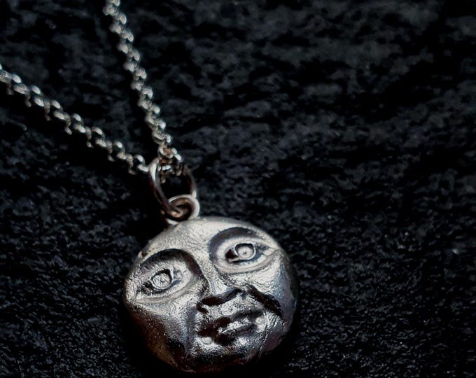 Silver Moon Face Pendant