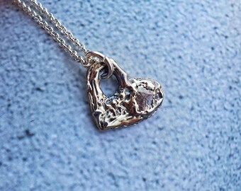 Pink Sapphire Heart Necklace
